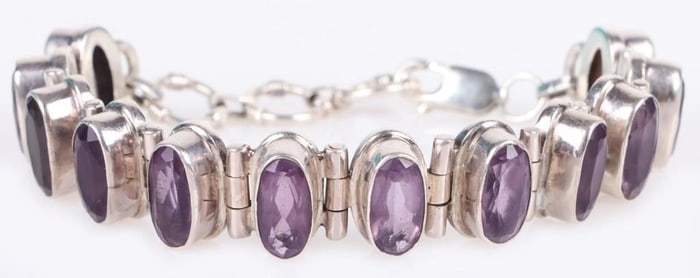 VINTAGE STERLING SILVER GEMSTONE BRACELET