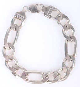 STERLING SILVER FIGARO CHAIN MEN'S BRACELET