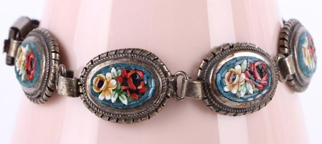 VINTAGE FLORAL MICRO MOSAIC BRACELET ITALY