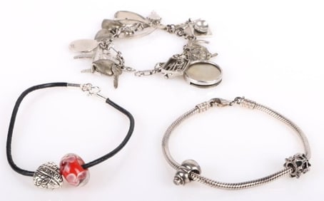 STERLING SILVER LADIES CHARM BRACELETS