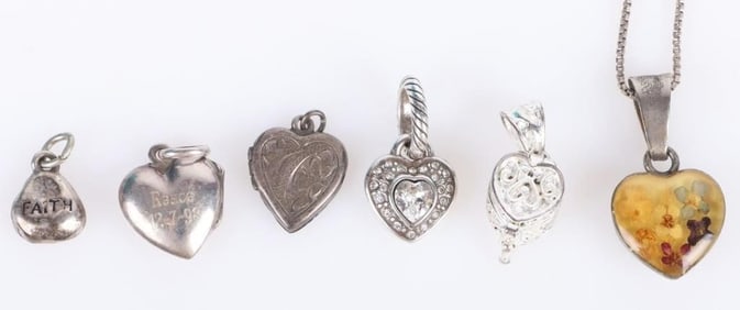 STERLING SILVER HEART PENDANT COLLECTION (6 TOTAL)