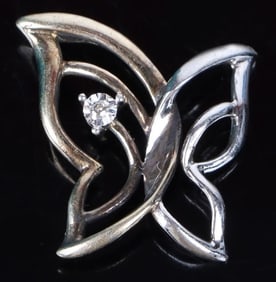 VINTAGE DIAMOND STERLING & GOLD BUTTERFLY PENDANT