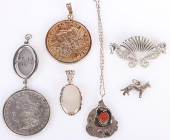 STERLING SILVER ORNATE PENDANTS (6 TOTAL)