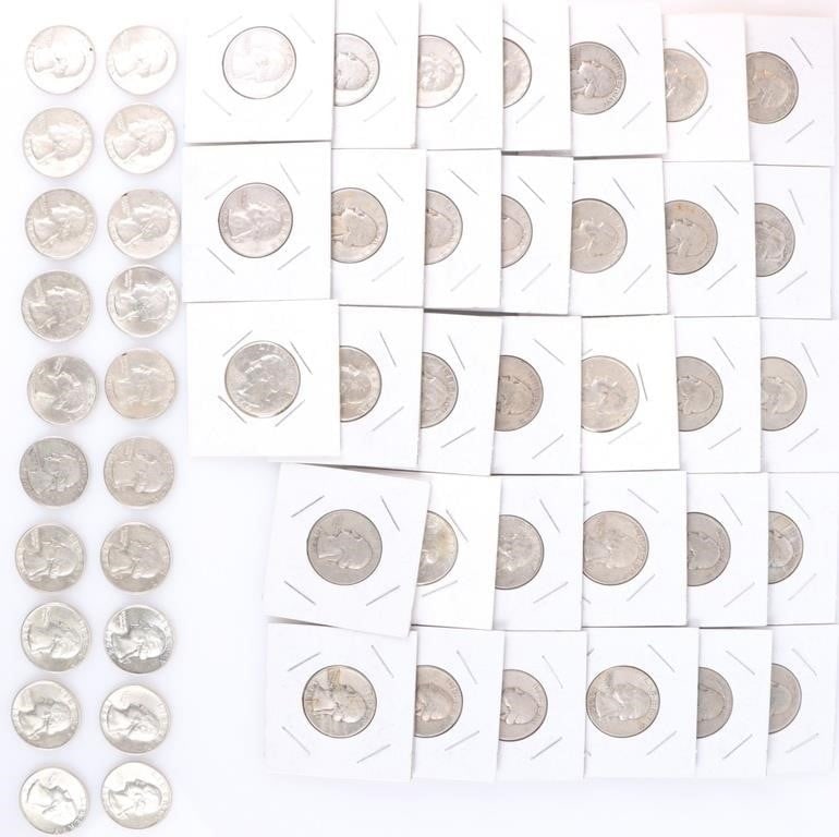 ASSORTED 90% SILVER WASHINGTON QUARTERS - (53) (1 of 8)