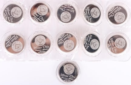 FINE SILVER 1 TROY OUNCE SILVER CITY ROUNDS - (11)