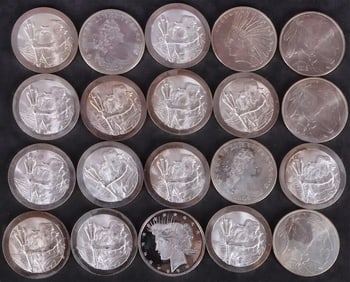 FINE SILVER 1OZT POSEIDON BULLION ROUND ROLL OF 20