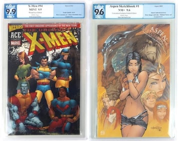 X-MEN #94 & ASPEN SKETCHBOOK #1 PGX 9.9 & 9.6
