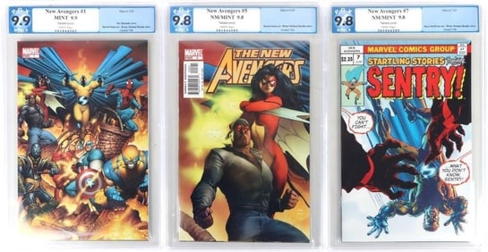 MARVEL NEW AVENGERS #1, 5 & 7 PGX 9.9 & 9.8