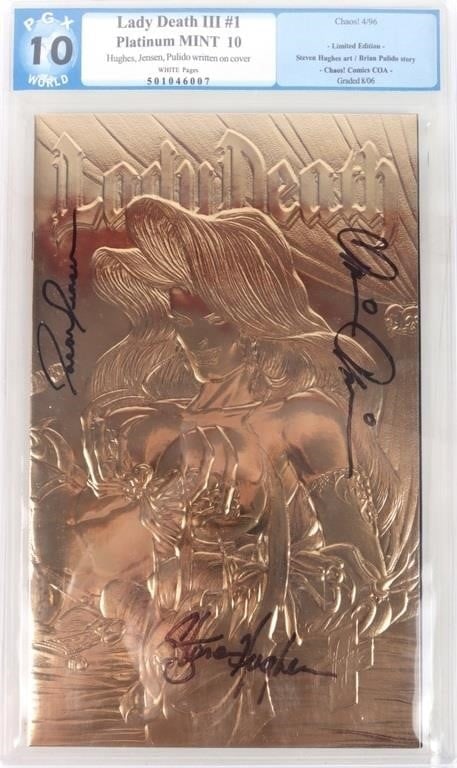 LADY DEATH III #1 PM 10 PGX SIGNED LIMITED W/ COA (1 of 6)