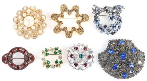 GORGEOUS VINTAGE LADIES BROOCHES LOT OF 7