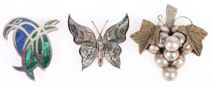 MEXICAN STERLING SILVER LADIES BROOCHES