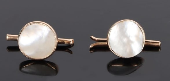 14K YELLOW GOLD MOP PAIR OF MEN'S CUFFLINKS