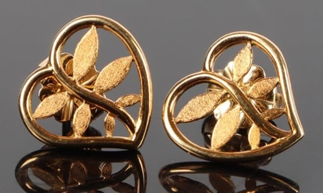 TIFFANY & CO. 18K GOLD HEART EARRINGS