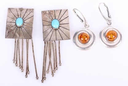VINTAGE NAVAJO STERLING SILVER EARRINGS