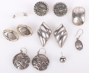 STERLING SILVER EARRINGS COLLECTION (5 PAIRS-3 SI)