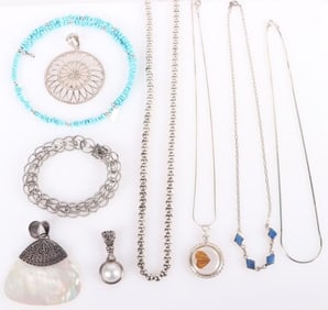 VINTAGE STERLING SILVER LADIES JEWELRY LOT OF 9