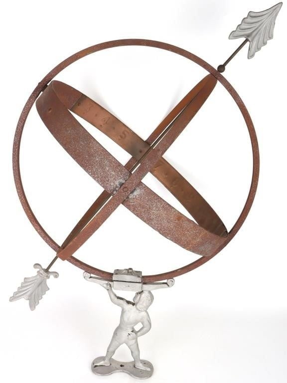 ANTIQUE ARMILLARY FRENCH BRONZE ATLAS SPHERE (1 of 5)