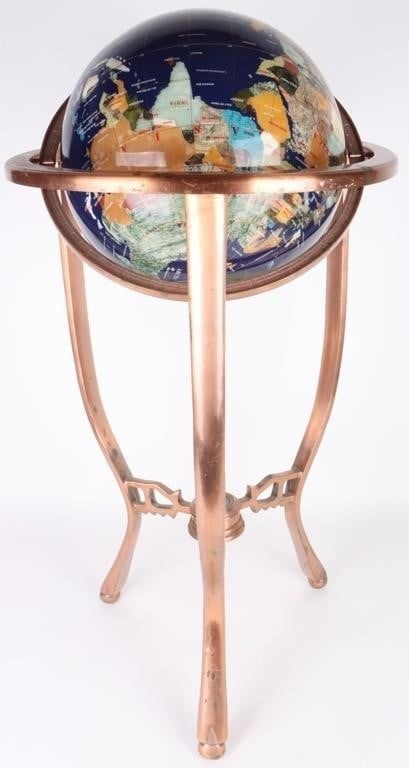 VINTAGE SEMI-PRECIOUS STONE FLOOR WORLD GLOBE (1 of 4)