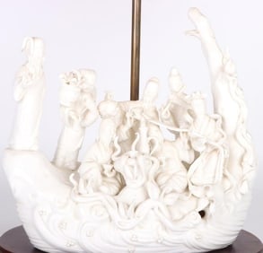 CHINESE BLANC DE CHINE PORCELAIN IMMORTALS LAMP