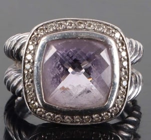 DAVID YURMAN AMETHYST & DIAMOND STERLING RING