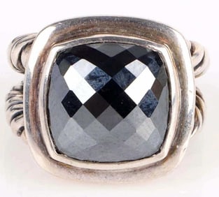 DAVID YURMAN STERLING SILVER HEMATITE RING