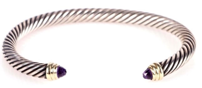 DAVID YURMAN 0.925 & 14K CABLE CROSSOVER BRACELET