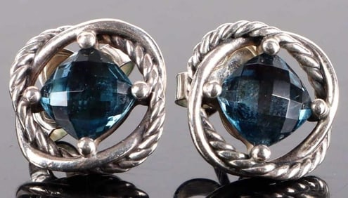 DAVID YURMAN BLUE SPINEL STERLINGSTUD EARRINGS