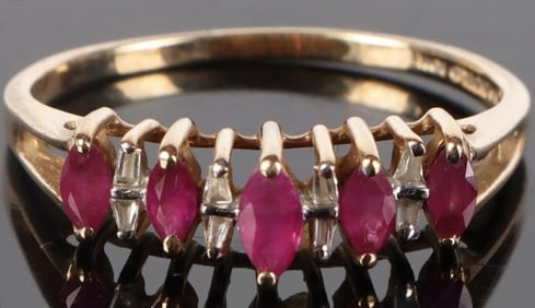 10K YELLOW GOLD DIAMOND SPINEL LADIES RING