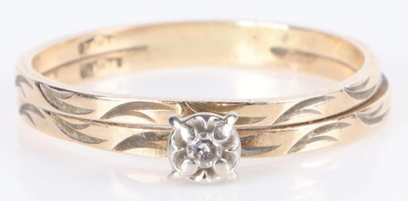 DAINTY 14K YELLOW GOLD DIAMOND ENGAGEMENT RING