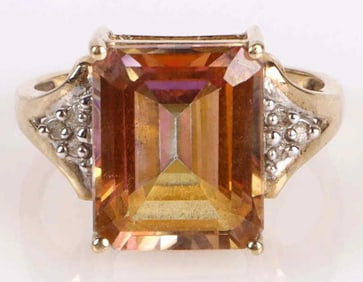 6.0CT EMERALD-CUT SAPPHIRE 10K YELLOW GOLD RING