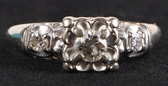 0.21CTW WHITE SAPPHIRE 14K WHITE GOLD RING