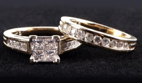 1CTW DIAMOND WEDDING SET IN 14K YELLOW GOLD