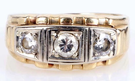 14K YELLOW GOLD NATURAL DIAMOND MEN'S RING