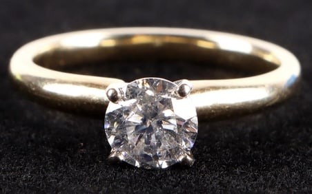 1.0CT NATURAL DIAMOND 14K ROUND SOLITAIRE RING