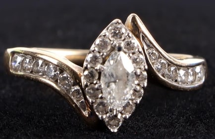 ~2.68CTW MARQUISE HALO LADIES DIAMOND 14K RING