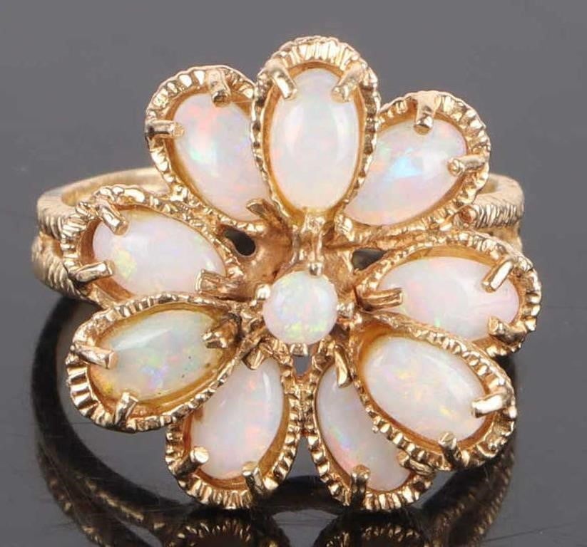 14K YELLOW GOLD OPAL CLUSTER LADIES RING (1 of 4)