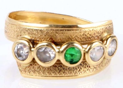 18K YELLOW GOLD ASSORTED GEMSTONE LADIES RING