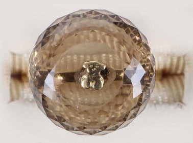 TOUS 18K YELLOW GOLD SMOKEY QUARTZ RING