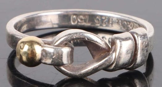 TIFFANY & CO 0.925 & 18K LOVE KNOT HOOK & EYE RING