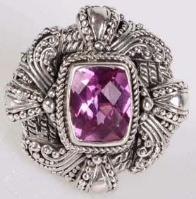 5.0CT SAPPHIRE SARDA DESIGNER STERLING SILVER RING