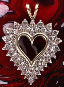 ~1.38CTW DIAMOND HEART 10K LADIES PENDANT