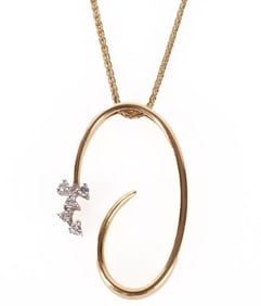 18K YELLOW GOLD SAPPHIRE LADIES NECKALCE & PENDANT