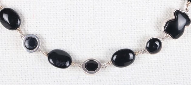DESIGNER TOUS BLACK ONYX STERLING SILVER NECKLACE