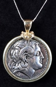 14K & 925 ALEXANDER THE GREAT PENDANT NECKLACE