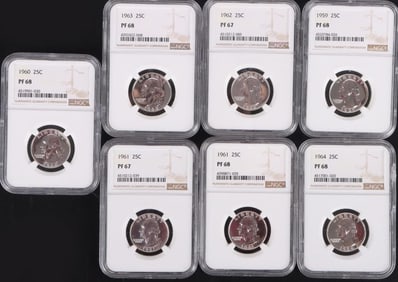 1959-1964 P WASHINGTON QUARTERS PF-67/68 NGC - (6)