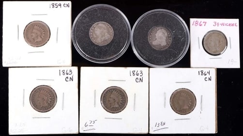 ASSORTED 1800'S NOTABLE DATE U.S. COINAGE - (7)