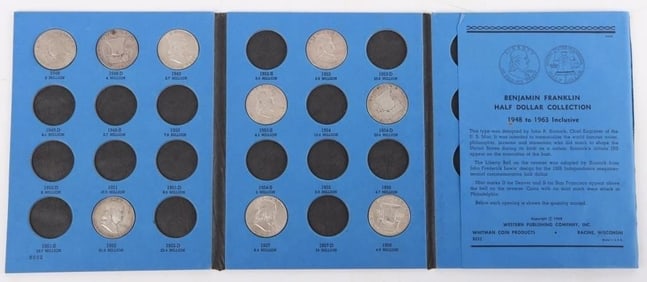 90% SILVER FRANKLIN HALF DOLLAR BOOK 12 FILLED