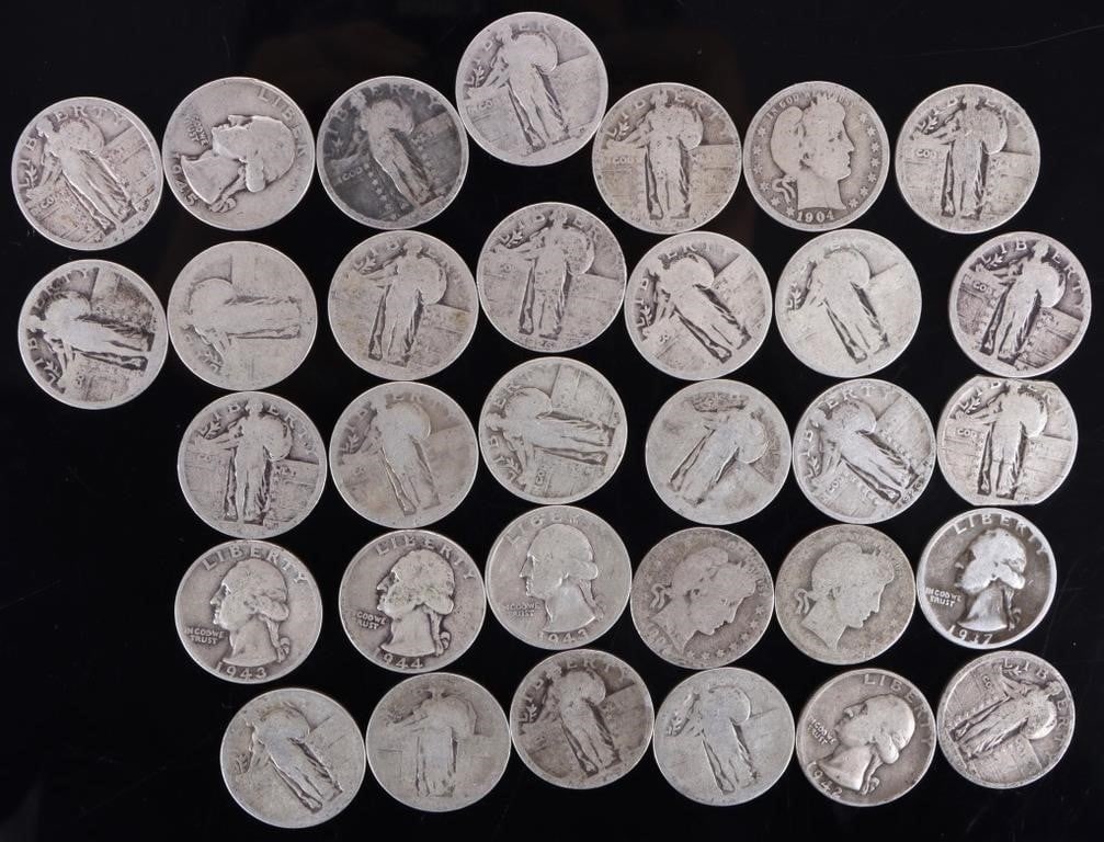 ASSORTED 90% SILVER U.S. QUARTERS - (32) (1 of 2)