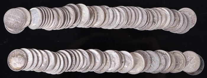 ASSORTED 90% SILVER ROOSEVELT DIMES- (90)