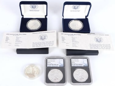 ASSORTED SILVER U.S. COMMEMORATIVE COINAGE - (5)